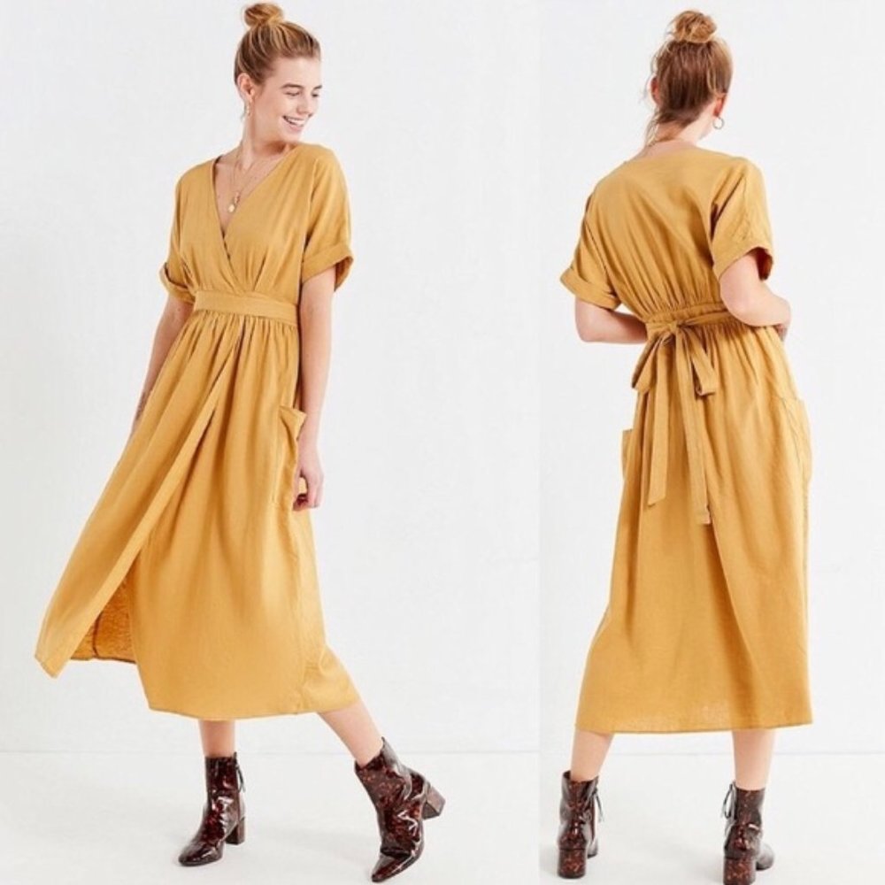 Wrap Linen Midi Dress